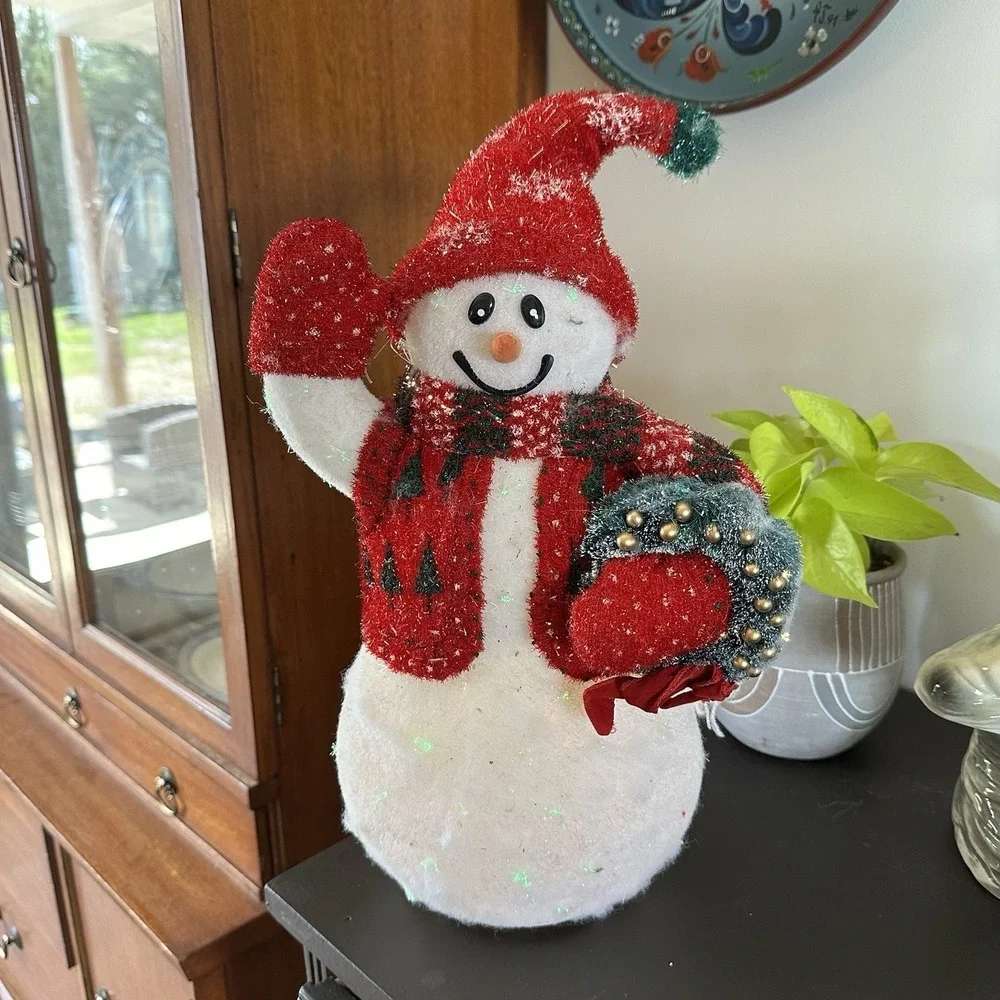 VTG 2002 Avon Fiber Optic Snowman 16 in Color Changing W Wreath‎ Original Box